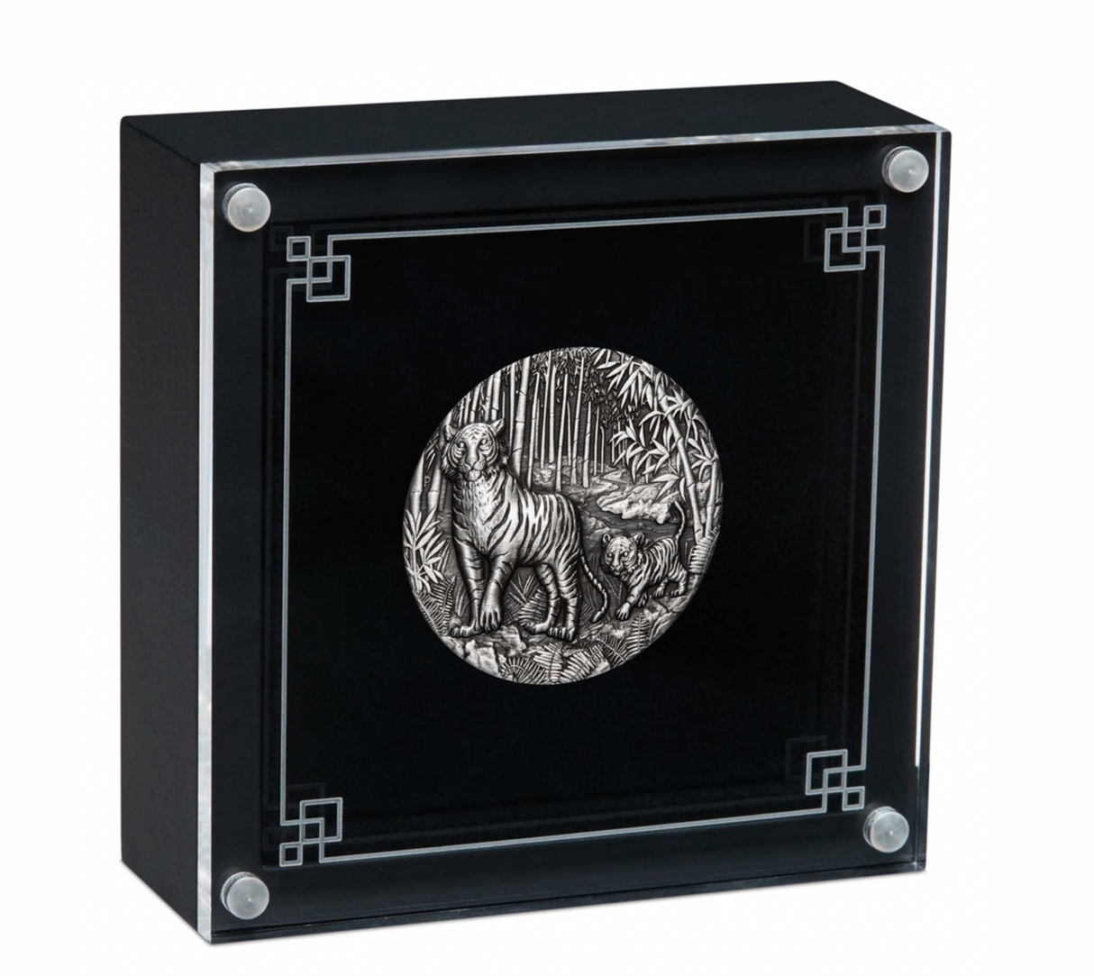 2022 Year of the Tiger. 2 Ounce Silver Antiqued Coin.