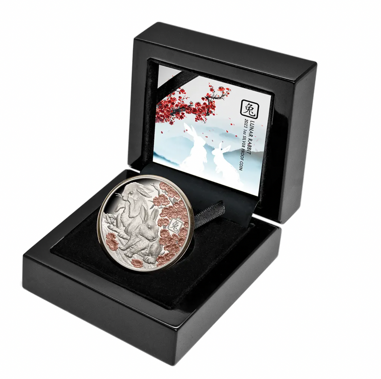 2023 Lunar Rabbit 2023 $5 Rose-Gold Plated 1oz Silver Proof Coin