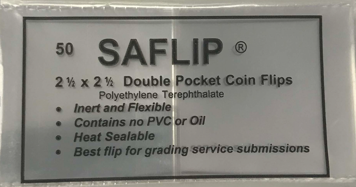 SAFLIP 2.5x2.5 Coin Flips. Pack of 50