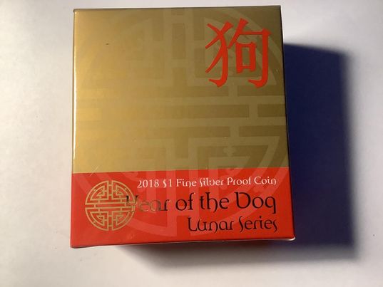 2018 $1 Year of the Dog Fine Silver Proof Coin.