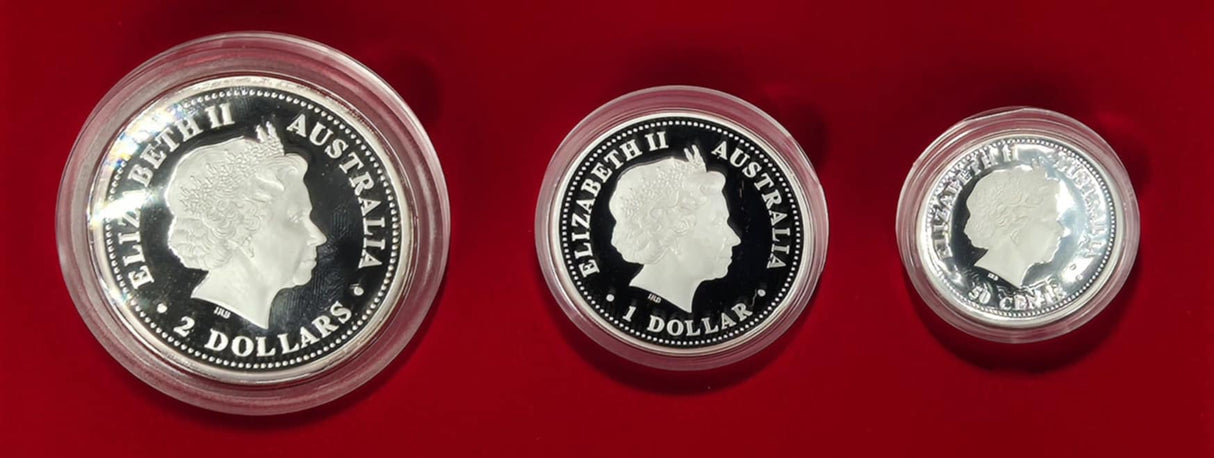 2005 Australian Lunar Silver Proof Three-Coin Set – Year of the Rooster