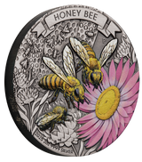 2025 2oz Honey Bee Silver Antiqued Coloured Coin
