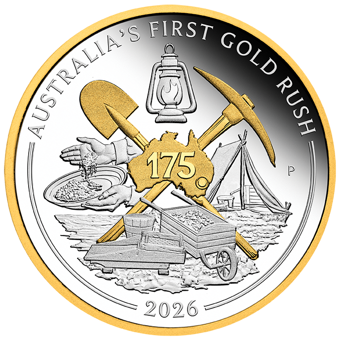 2026 1oz Silver Proof Gilded Coin Australia’s First Gold Rush 175th Anniversary
