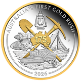 2026 1oz Silver Proof Gilded Coin Australia’s First Gold Rush 175th Anniversary