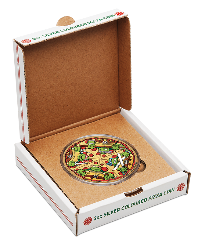 2025 2oz Silver Coloured Pizza Coin - Teenage Mutant Ninja Turtles