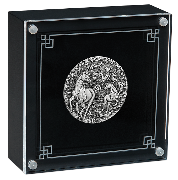 2026 Year of the Horse 2oz Silver Antiqued Coin