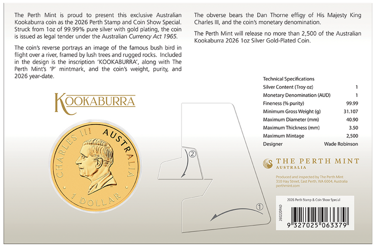 2026 1oz Gold-Plated Silver Coin. Perth Stamp & Coin Show Special