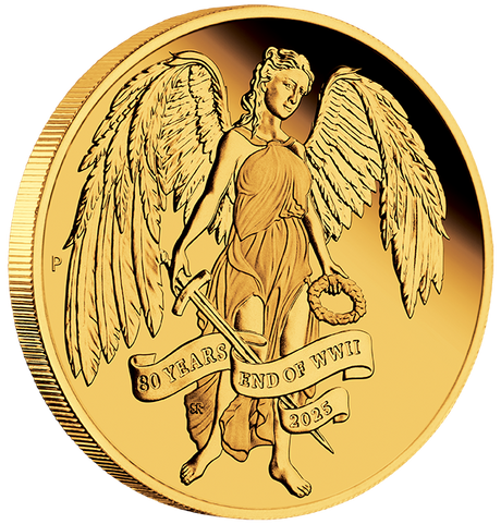 2025 1/4oz Gold Proof Coin. 80th Anniversary End of WWII Winged Victory