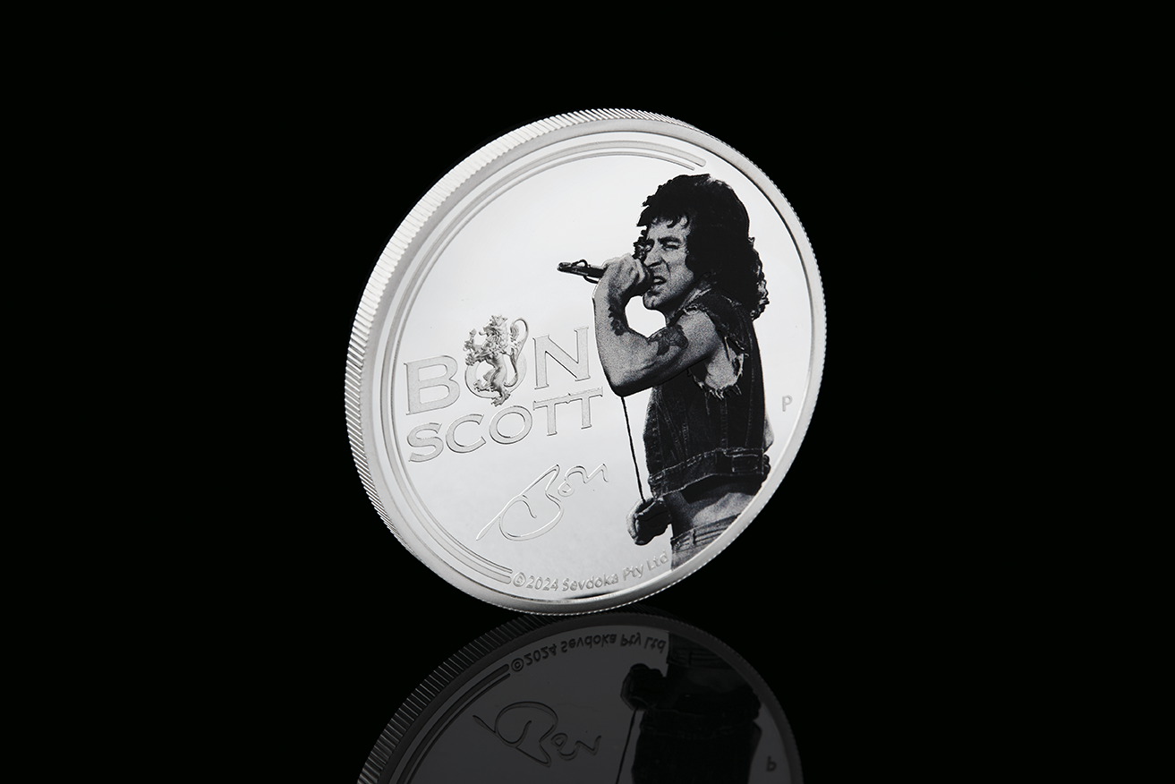 Bon Scott 2024 1oz Silver Proof Coloured Coin – Ensleigh Coins