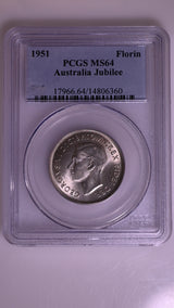 1951 Australian Federation Jubilee Florin - PCGS MS64
