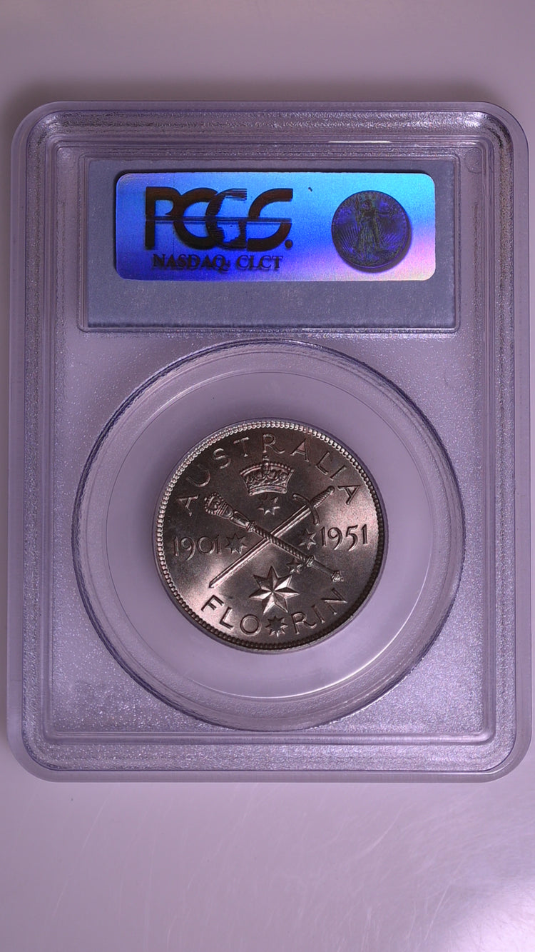 1951 Australian Federation Jubilee Florin - PCGS MS64