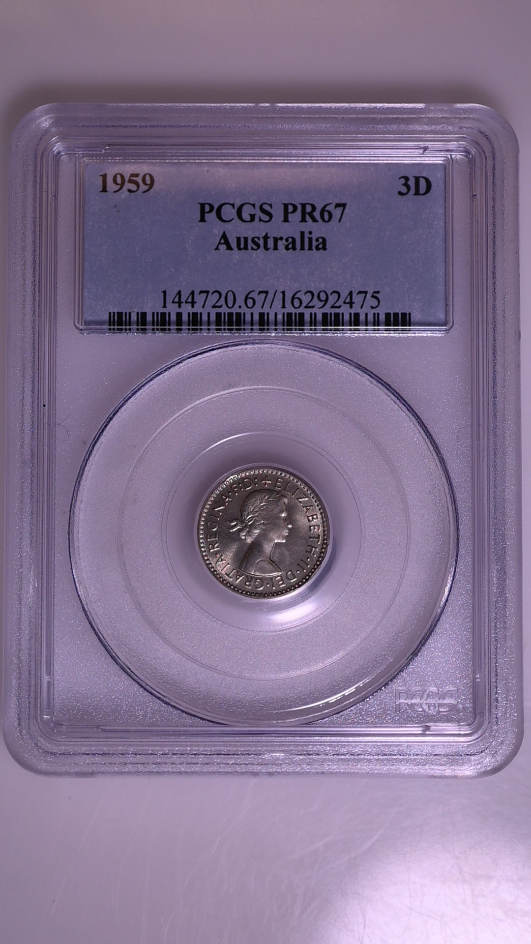 1959(m) Australian Proof Threepence - PCGS PR67