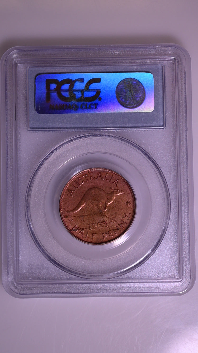 1963(p) Australian Halfpenny - PCGS MS64RB