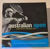 2012 Australian Open Selectively Gold Plated $2 Silver Proof Coin
