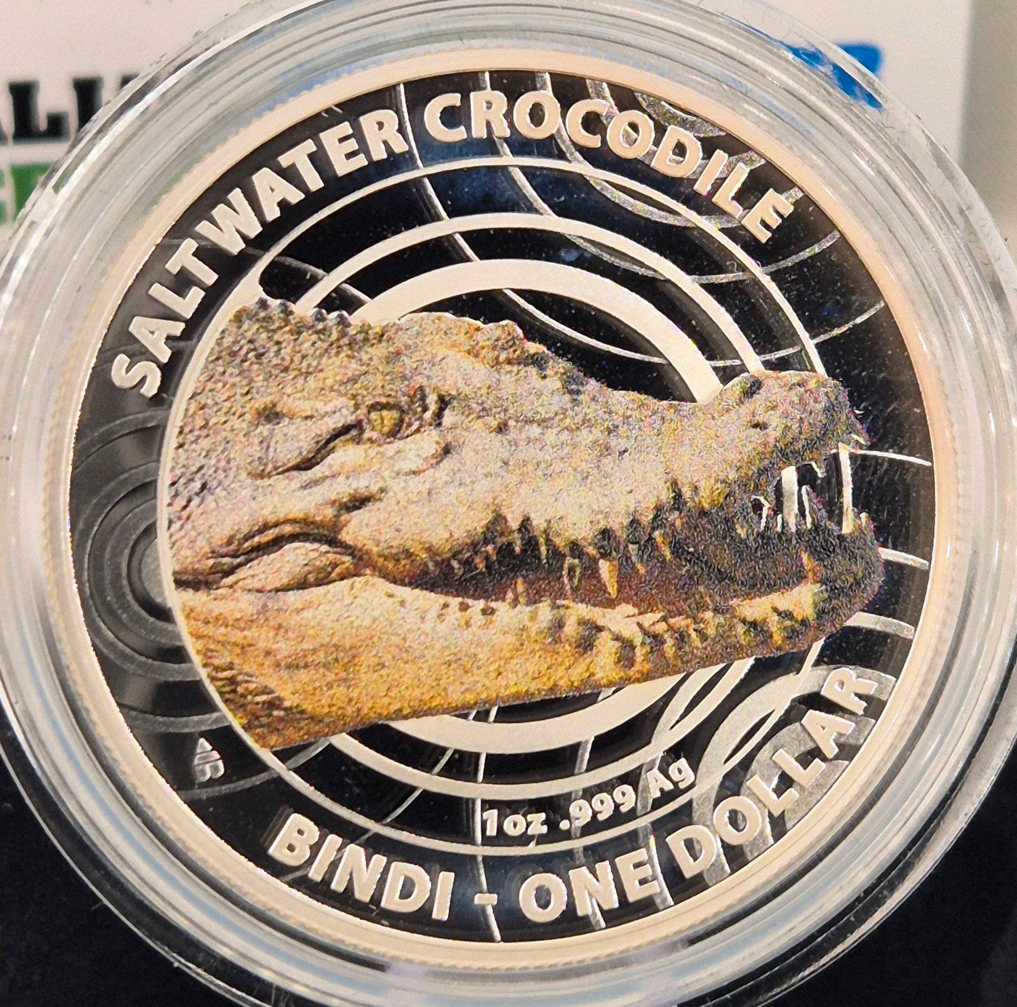 2015年オーストラリアクロコダイル1onシルバー 2013 $1 Silver Proof – 'Bindi' Saltwater Crocodile