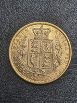 1873-S Shield Sovereign. Victoria. gVF.