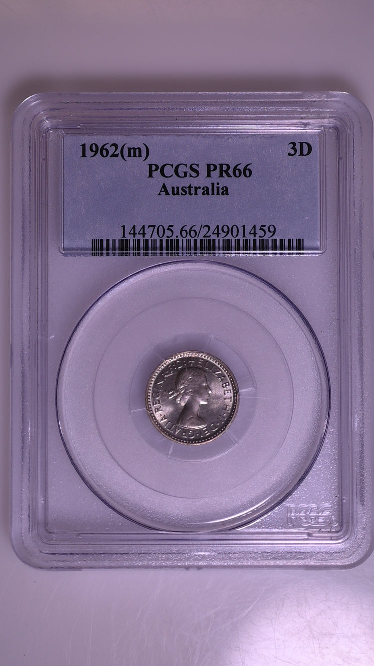 1962(m) Australian Proof Threepence - PCGS PR66