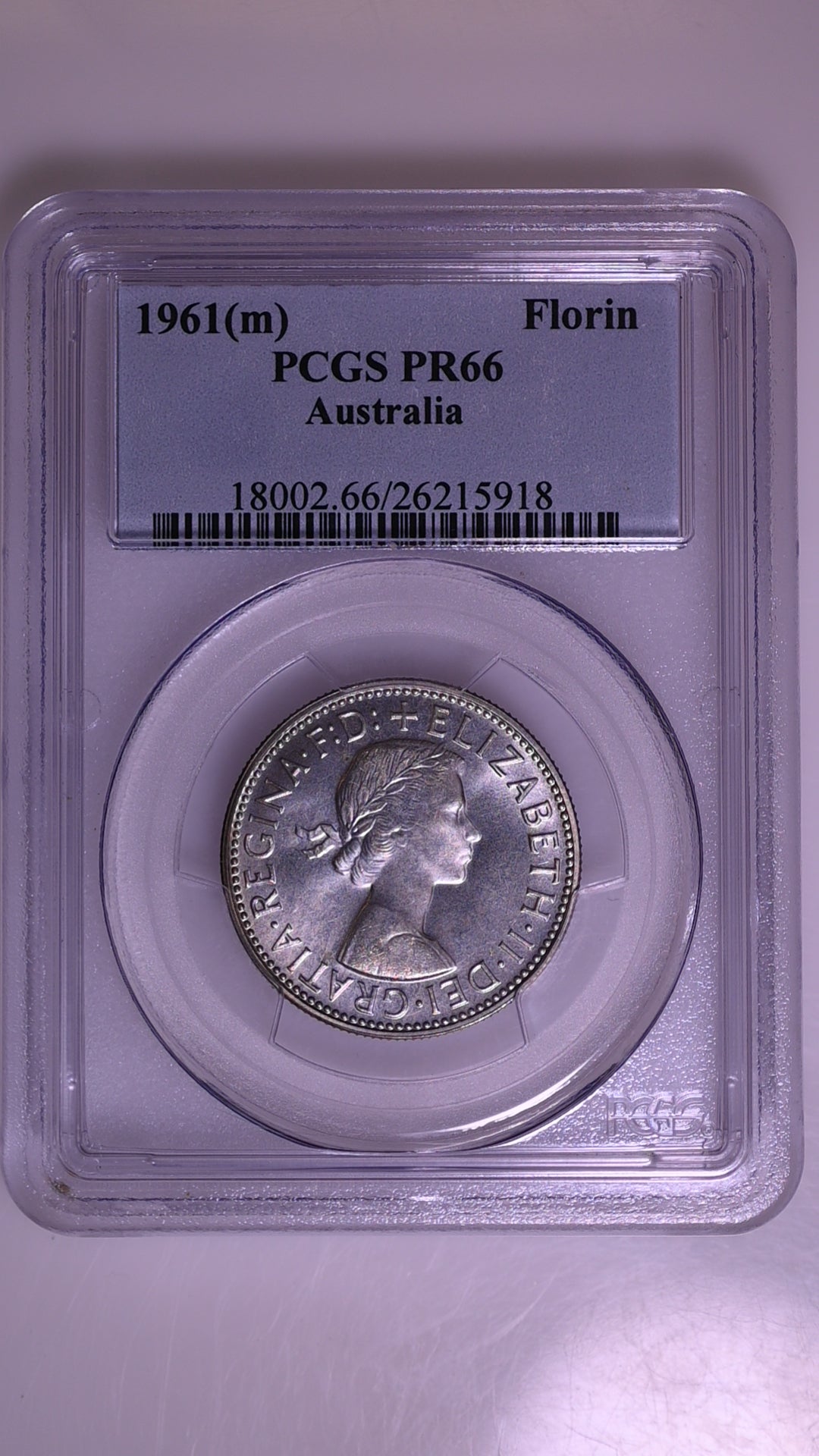 1961(m) Australian Proof Florin - PCGS PR66