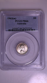 1963(m) Australian Proof Threepence - PCGS PR66