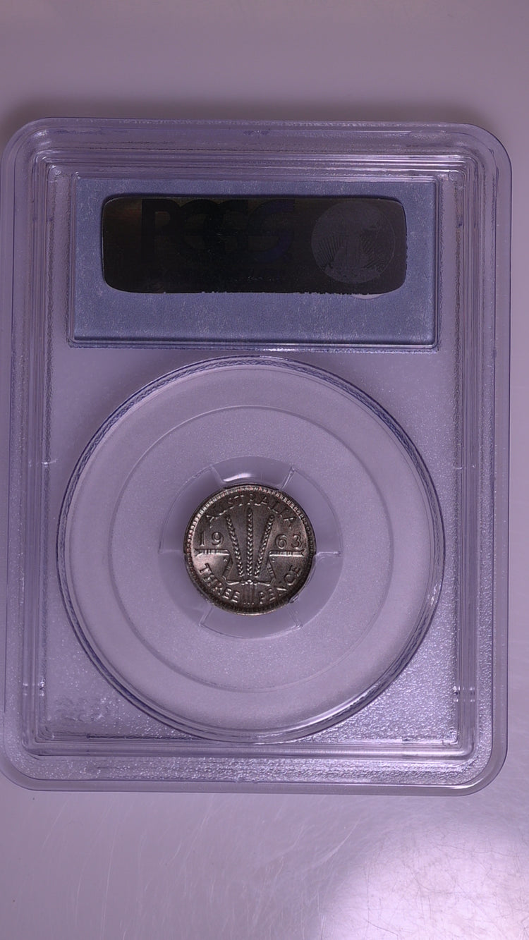 1963(m) Australian Proof Threepence - PCGS PR66
