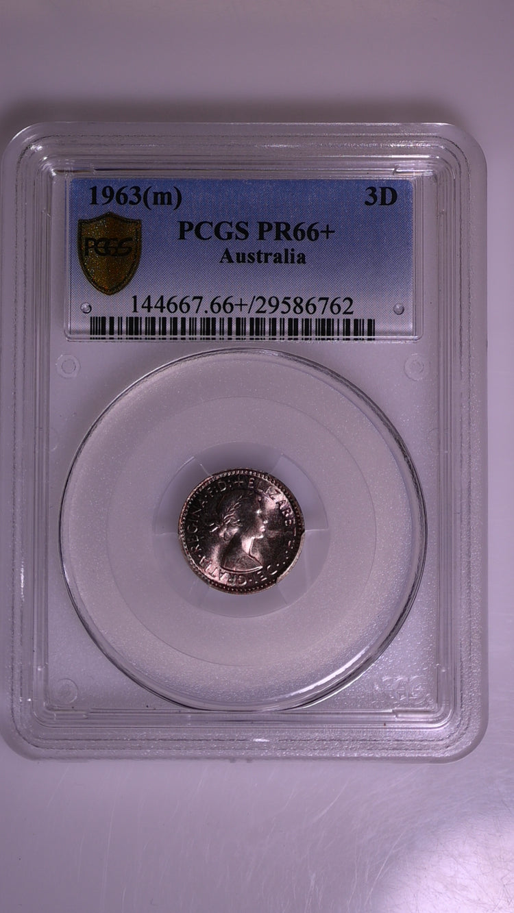 1963(m) Australian Proof Threepence - PCGS PR66+