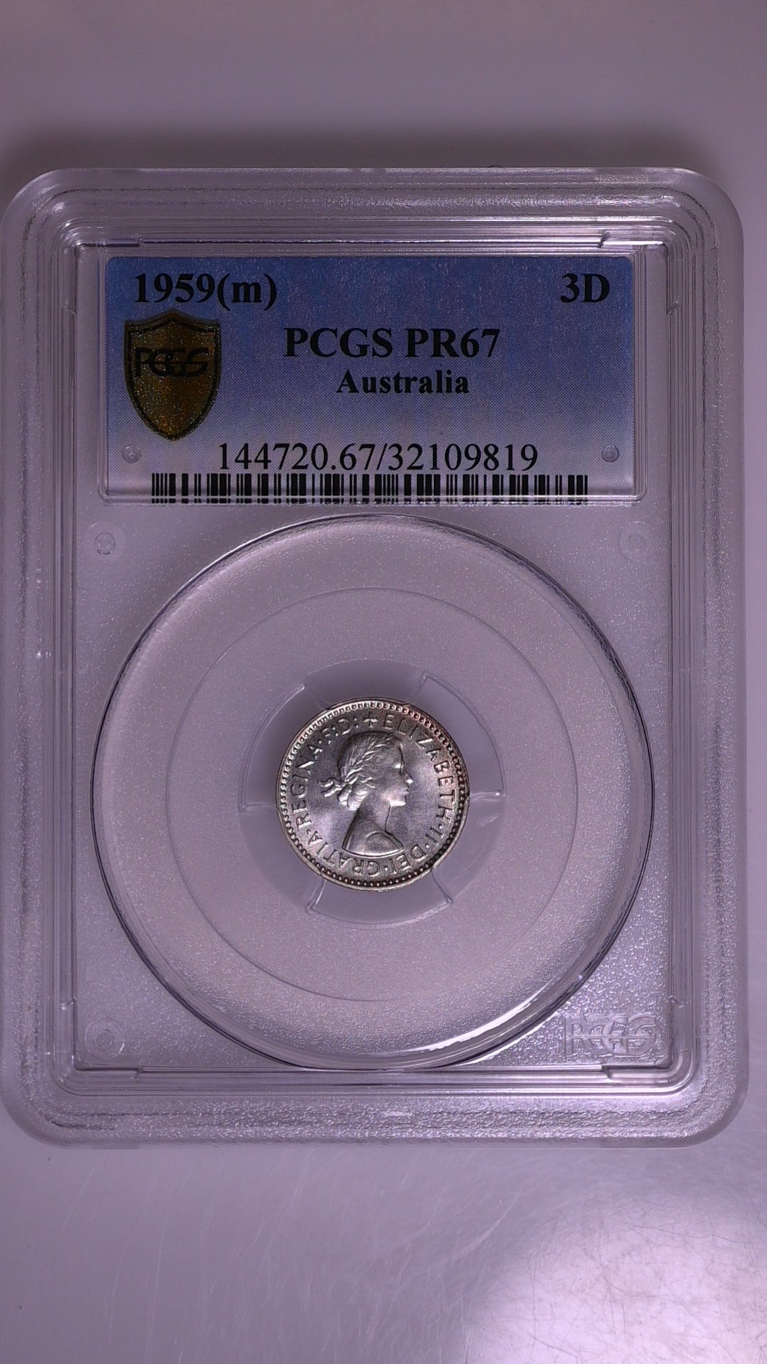 1959(m) Australian Proof Threepence - PCGS PR67