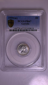 1959(m) Australian Proof Threepence - PCGS PR67
