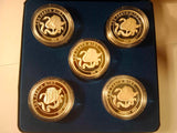 1999 Coloured Bird Medallion Series. 5 Medallion Set