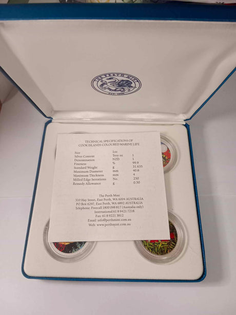 1999 The Marine Collection Coloured Silver Coin Series. 5 Coin Set