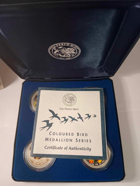 1999 Coloured Bird Medallion Series. 5 Medallion Set