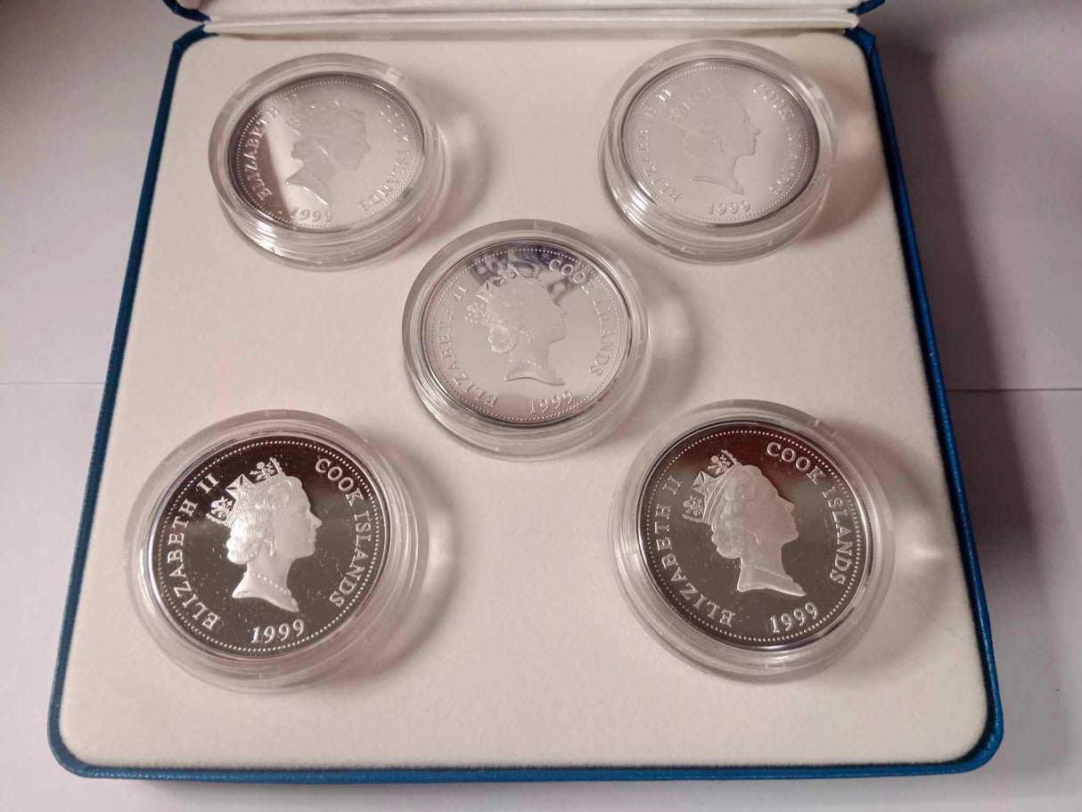1999 The Marine Collection Coloured Silver Coin Series. 5 Coin Set