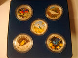 1999 Coloured Bird Medallion Series. 5 Medallion Set