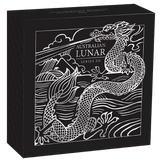 2024 Year of the Dragon. Australian Lunar Series III. 2oz Silver Antiqued Coin.