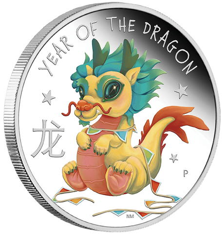 2024 1/2oz Silver Proof Coloured Coin. Baby Dragon