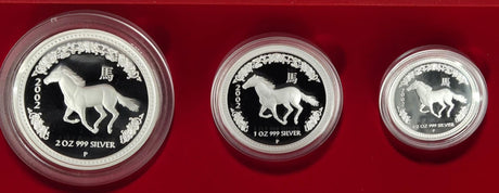 2002 Australian Lunar Silver Proof Three-Coin Set – Year of the Horse