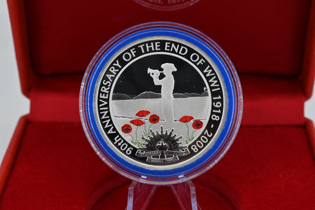 2008 $1 1oz Silver Proof Coin. 90th Anniversary End of WWI.