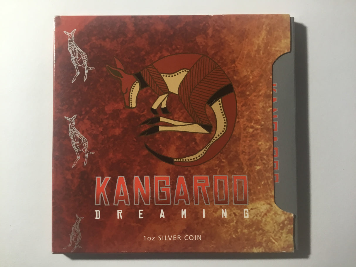 2008 $1 1oz Silver Proof Coin. Dreaming Series. Kangaroo.