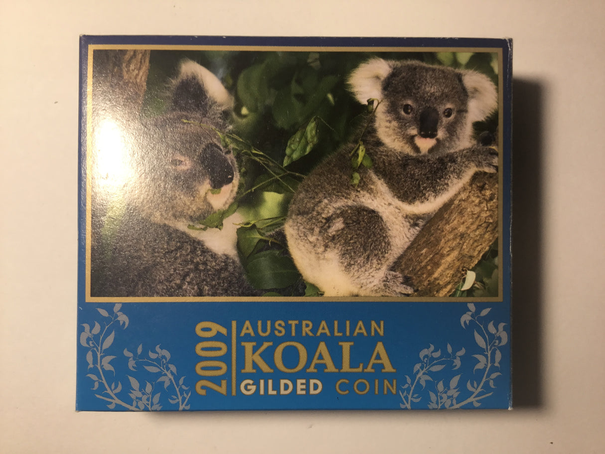 2009 $1 1oz Silver Proof Coin. Australian Koala. Gilded Coin.