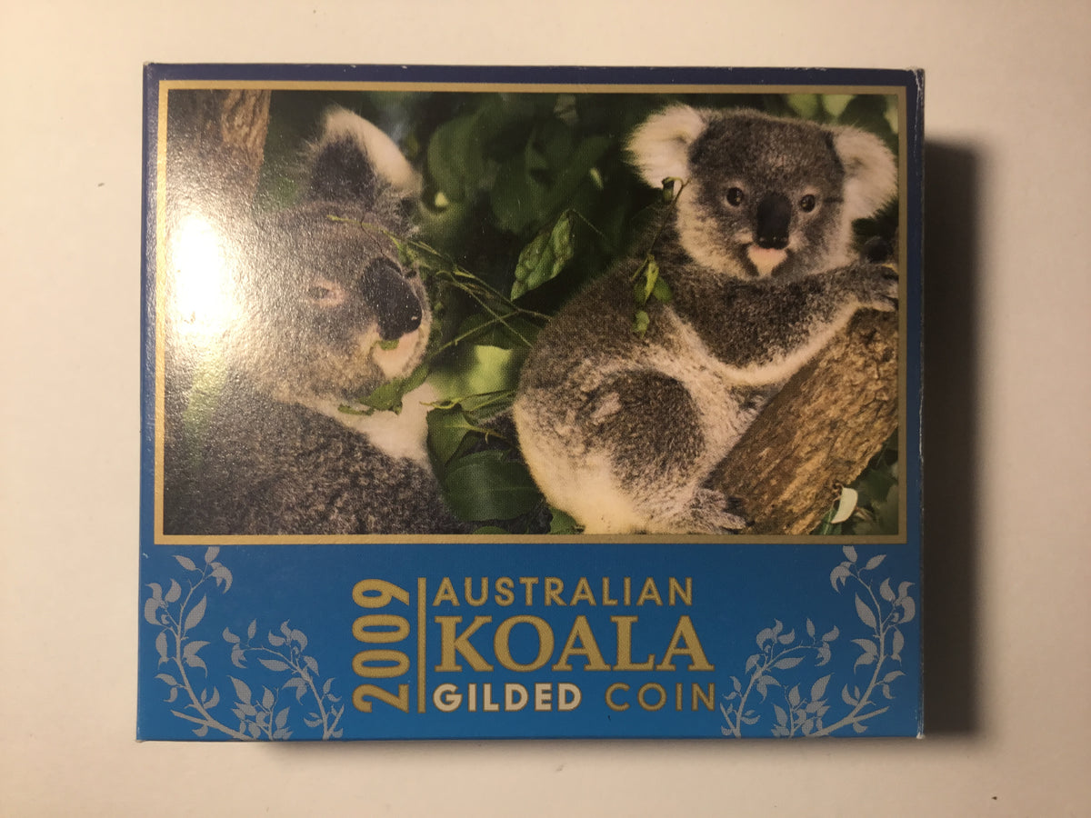 2009 $1 1oz Silver Proof Coin. Australian Koala. Gilded Coin.