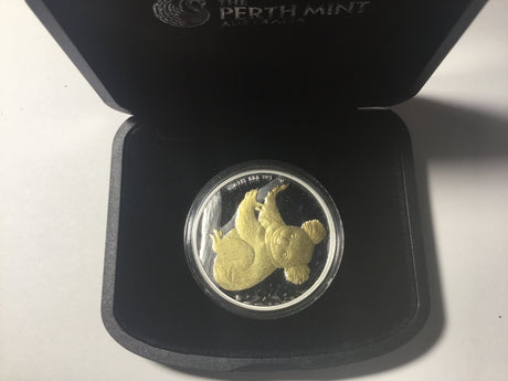 2009 $1 1oz Silver Proof Coin. Australian Koala. Gilded Coin.