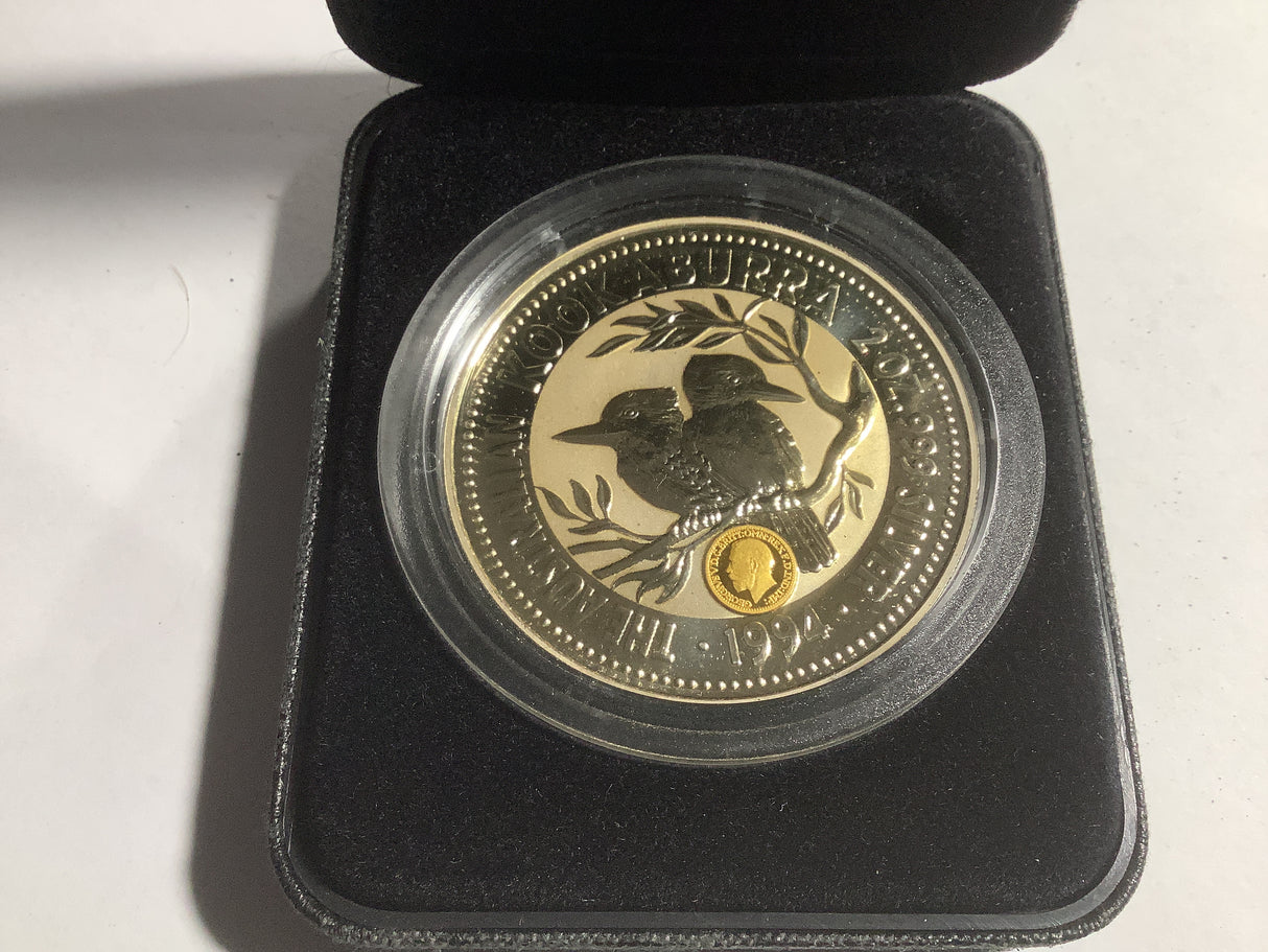 1994 $2 Kookaburra Specimen 2-ounce silver coin. NAA International Coin Fair Perth Release. George V Sovereign Privy Mark.