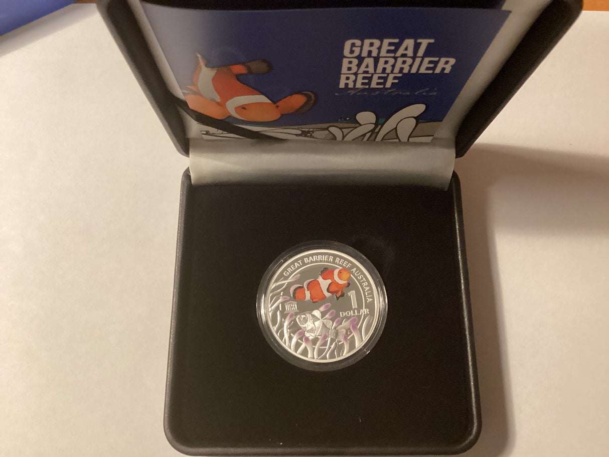 2015 $1 Silver Proof Coin. Great Barrier Reef Australia.