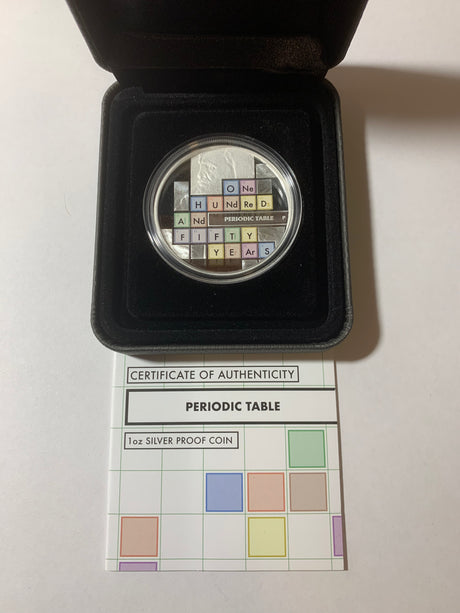 2019 $1 1oz Silver Proof Coin. Periodic Table.