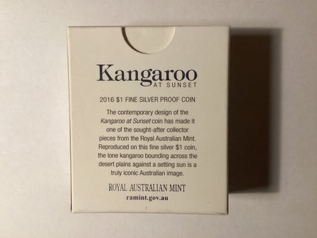 2016 $1 Kangaroo at Sunset Fine Silver Proof Coin.