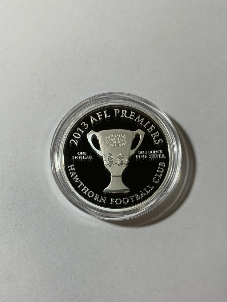 2013 $1 1oz Silver Proof Coin. AFL Premiership Collection. Hawthorn Football Club.
