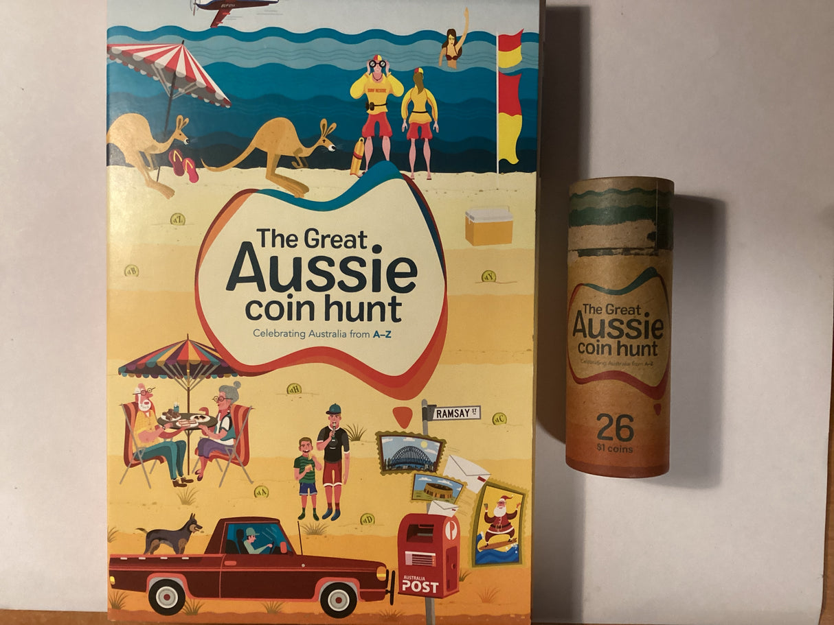 2019 The Great Aussie Coin Hunt 1. A-Z Uncirculated Set featuring envelope privy marked coin.