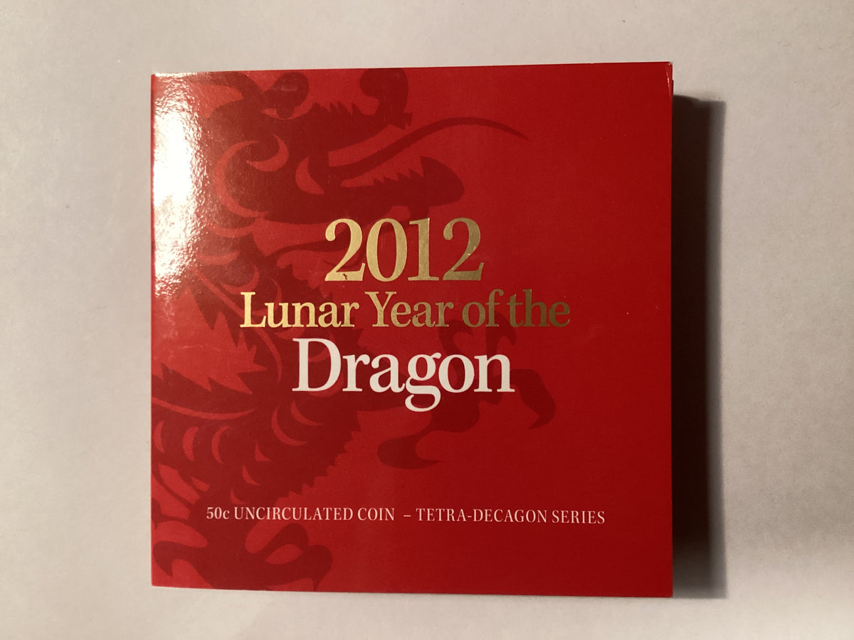 2012 50c Tetra-decagon Uncirculated Coin. Year of the Dragon.