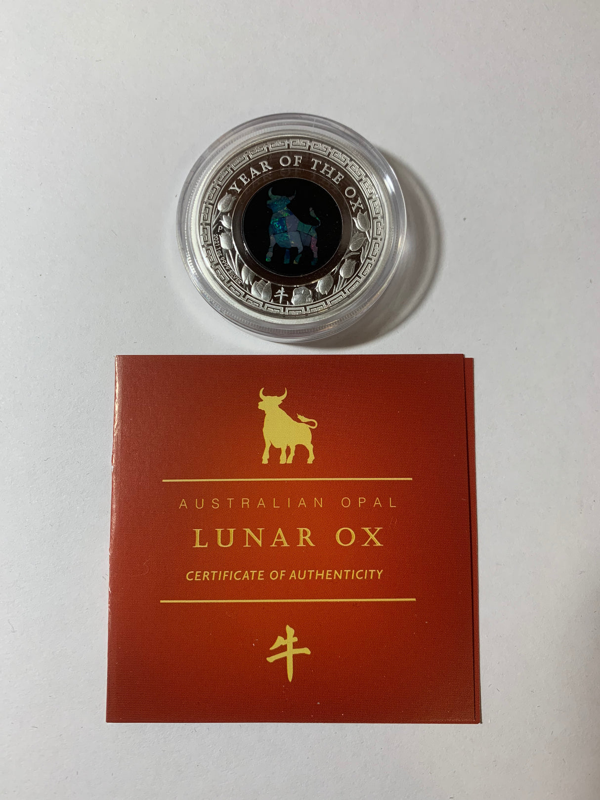 2021 $1 1oz Silver Proof Coin. Australian Opal Lunar Series. Year of the Ox.