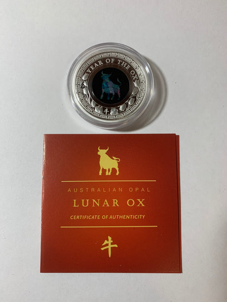 2021 $1 1oz Silver Proof Coin. Australian Opal Lunar Series. Year of the Ox.