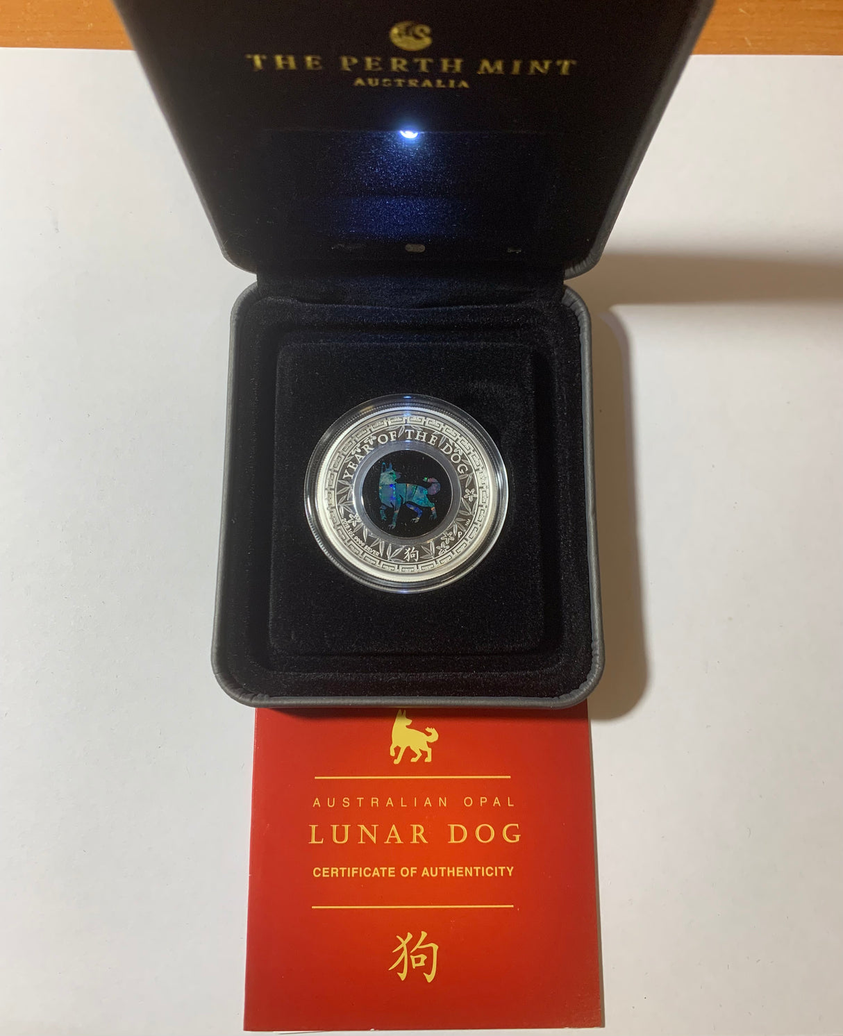2018 $1 1oz Silver Proof Coin. Australian Opal Lunar Series. Year of the Dog.